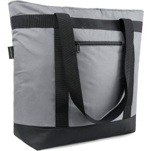 BeeGreen Cooler Bag Soft Leakproof Insulated Tote with Zipper for Beach Travel Grocery (Gray)