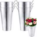 HAKZEON 6 Pack 10 Inches Galvanized Metal Vase, Rustic Farmhouse Tall Galvanized Metal Flower Vase for Wedding, Table, Home Decor