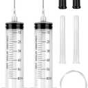 2 Pack 60ml Syringe with 55.1” Tube and Needle 16G 1.5”, Luer Lock Syringes with Cap for Fluid Suction Injector, Drawing Oil, Fluid, Water, Lab, Pets