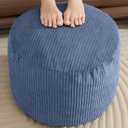 Pouf Ottoman Foot Stools with Foam Small Ottoman for Living Room Corduroy Ottomans Pouf 26x18 Floor Poufs Foot Rest for Chair Blue Hassocks and Ottomans, Blue 