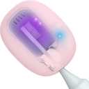 YourMate UVC Rechargerable Toothbrush Sanitizer Case Travel Toothbrush Covers Case with Holder for Houshold and Traveling or Business Trip Pink