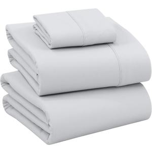 RUVANTI 100% Cotton Sheets  Twin Size Percale Bedding, Cooling & Breathable, Durable with a Crisp, Soft & Comfortable Feel, 16" Deep Pocket, 3-Piece Set, Quiet Gray