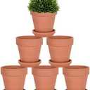 Riseuvo 5 Inch Terra Cotta Pots with Saucer - 6 Pack Clay Flower Pots with Drainage, Great for Plants, Crafts, Wedding Favor (5 inch)