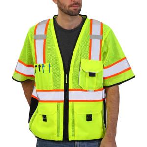 Dib Safety Reflective Mesh Vest ANSI Class 3, High Visibility with Pockets and Zipper, Made with 3M Reflective Tape, Yellow L