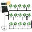 Solar Automatic Drip Irrigation System, 15 Pot Self Watering System with 2200mAh, IPX5 Waterproof, USB-C & Solar Charging, Timer Modes for Indoor/Outdoor Garden, Balcony & Patio