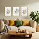 WRFON Framed Sage Green Botanical Wall Art Set of 3, Watercolor Eucalyptus & Wild Plant Canvas Prints, Minimalist Green Wall Decor for Living Room Bedroom Bathroom, 12x16 Inches
