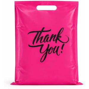 Infinite Pack Pink 20"x20" (100pcs) Thank You plastic Merchandise Bags Die-Cut Handles, Perfect for Retail Shopping, Boutiques, Goodie bags, and Gift Packaging & Favors, 2MIL Reusable Plastic Bag