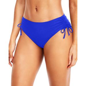 Daci Women Mid Waist Bikini Bottoms - Full Coverage Swim Bathing Suit Bottom Side Tied Swimsuit Bottoms (Small, Royal Blue)