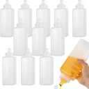 12 Pack 1 QT Large Condiment Squeeze Bottle for Sauses, 34oz Wide Mouth Liquids Dispenser Bottles with Lid, For Ketchup, Taco, Marinara, Pasta, BBQ, Spaghetti, Tomato Sauce, Restaurant-Grade Design
