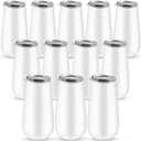 Patelai 12 Pieces 6 oz Stemless Champagne Flutes Wine Tumbler Double-Insulated Cocktail Cups Unbreakable Reusable Champagne Toasting Glass with Lid for Wine Cocktail Wedding Birthday Party (White), 5.7 Ounces