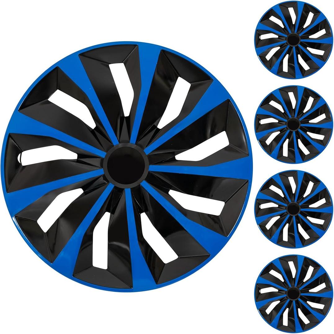 16" Blue Wheel Rim Cover Hubcaps Replacement R16 Hub Caps Snap On Universal Wheel Rim Cover ABS Exterior Accessories for Car Trunk SUV Set of 4