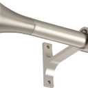 1Inch Single Curtain Rods, Decorative Drapery Rods Adjustable 84-120IN Length, With Horn Finials, Wall Mount and Ceiling Mount, Matte Nickel