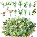 30Pcs Mini Fake Green Leaves Faux Flower Heads Garland Hanging with Bulk Leaves for DIY Small Bouquets Bridal Baby Shower Cakes Gifts Home Party Decoration