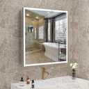 30" x 32" Bathroom LED Medicine Cabinet, Lighted Mirror with 3-Color Lights, Defogger, Stepless Dimming, Large Storage, Double Door