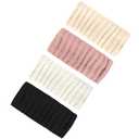 4 Pack Winter Knit Headbands for Women Ear Warmer Headband Fleece Lined Thick Crochet Hairbands Elastic Cold Weather Stocking Stuffers(White/Pink/Black/Beige)