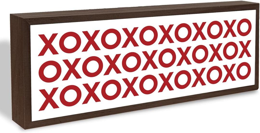 XOXO Sign for Tabletop or Wall Hanging, Valentines Day Decor, Love Wood Blocks for Happy Valentine's Day Party, Home Table Desk Decoration, Wedding Decor, 9.5x3.1x1 inches