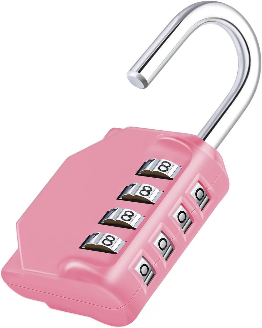 ZHEGE Combination Lock, 4 Digit Combination Padlock Outdoor, School Lock, Gym Locks (Pink) 