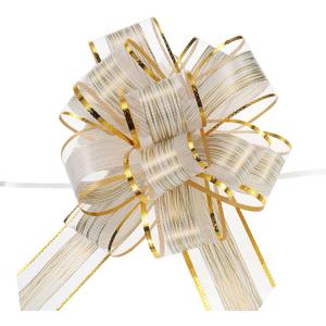MECCANIXITY 10pcs 7 Inch Large Pull Bow Gift Wrapping Bows Ribbon Organza Cream White for Wedding Baskets Presents Christmas Party