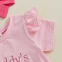 FYBITBO Daddys Little Girl Baby Outfit Ruffle Short Sleeve Shirt Onesie Bubble Romper Daddys Girl Clothes with Headband (Pink)
