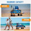 Old Bahama Bay 300lbs Extra Long 49" L Beach Wagon with Big Wheels with Brake for Sand, Collapsible Utility Beach Cart Heavy Duty Folding Wagon,Ideal for Outdoor Sand Camping Garden Pet