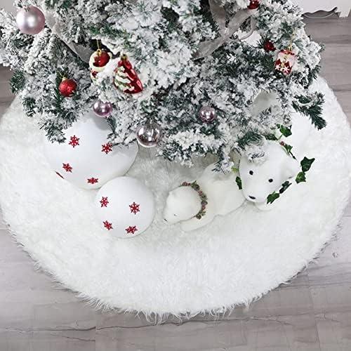 72 Inch Christmas Tree Skirt Faux Fur Snow White Luxury Plush Large Size Fluffy Home Holiday Decor Xmas Gift