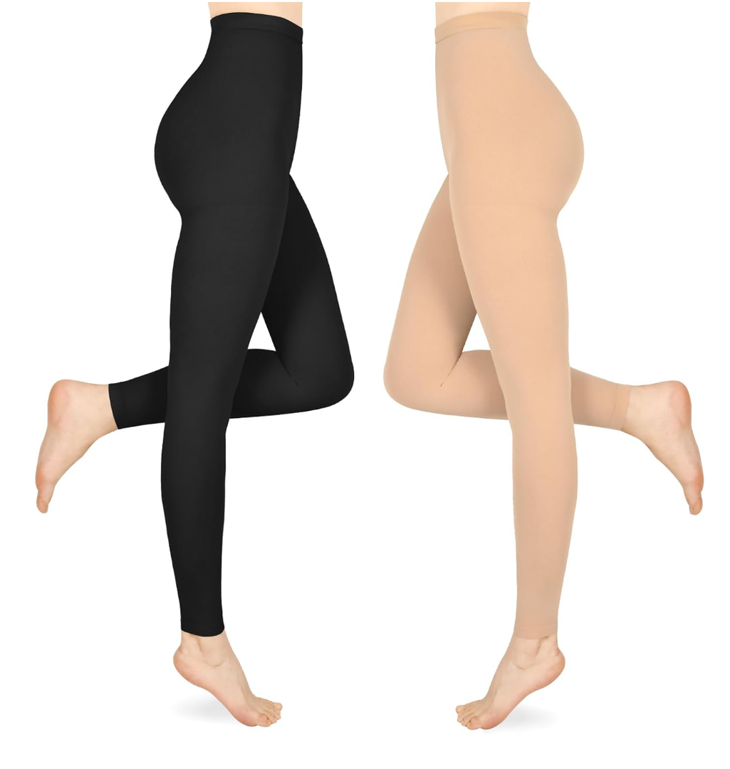 Compression Pantyhose for Women & Men, 2 Pairs 15-20mmHg Medical Graduated Compression Stockings Leggings L