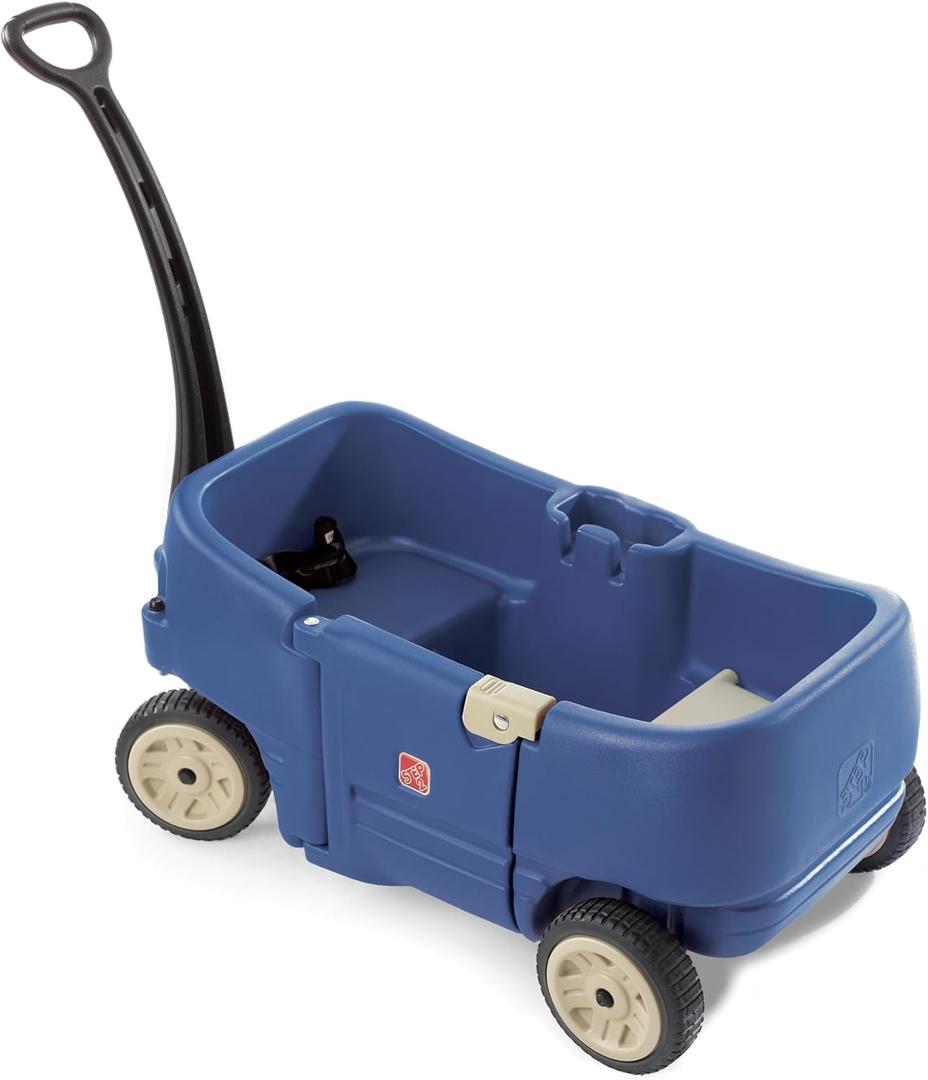 Step2 Wagon for Two Plus, Kids Ride On Toy, Stroller Substitute, Includes Seat Belts, Made of Durable Plastic, Max Weight 75 lbs., For Toddlers 1.5-5 Years Old, Denim Blue