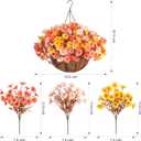 Artificial Fall Flowers Fake Hanging Plants Flowers Basket for Outdoors Autumn Decoration, Silk Morning Glory with Eucalyptus Look Real UV Resistant Faux Flowers for Outside Porch Patio Balcony, Mix (3 Mixed Colors(4 Orange, 4 Yellow, 4 Light Orange))