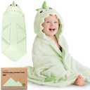 KeaBabies Organic Baby Towel with Hood for Girls, Boys - Soft, Absorbent, 100% Cotton Hooded Baby Towels for Newborns, Infants, Large Hooded Bath Towels for Babies, Kids, Toddler 1-3 (Draco)