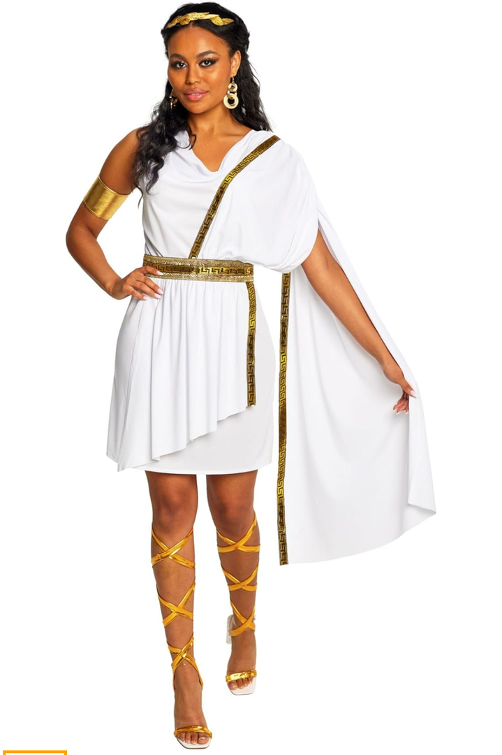 Morph Greek Goddess Costume - Women's Toga Costume, Halloween Goddess Outfit for Women, Greek Toga Dress Large