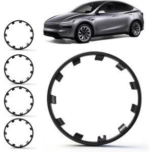 4+1 Spare Set Wheel Rim Protector Hubcaps Fit for Tesla Model Y 21 Inch,Hubcaps Uberturbine Wheels Rim Cover Tire Trim Rings 5PCS Model Y AccessoriesMatte Black