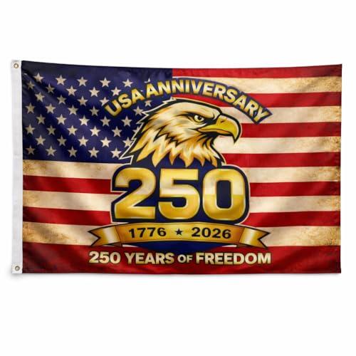 American 250th Anniversary Flag 1776–2026, Double Sided 3-Layer Outdoor Patriotic Flag, Heavy Duty Quadruple Stitching Fly End, Fade Resistant Independence Day Flag