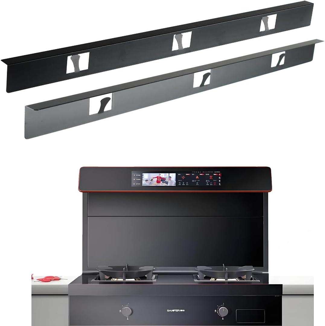 Stove Gap Covers, Stove Gap Filler, Range Trim Kit,Stove Guard for Kitchen Oven Gap Between Stovetop and Counter, Heat Resistant and Easy to Clean (Aluminum Black 23.4 in 1 Pair)