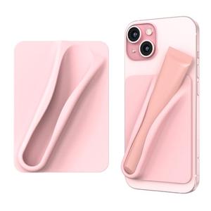 DOB SECHS Silicone Lip Holder for Cell Phone Lipstick Lip Glaze Phone Case Back Stick On Holder for iPhone and Android Phones, Pink
