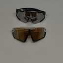 QALLY Polarized Sports Sunglasses for Men, UV400 Protection Mens Sunglasses Wrap Around Sun Glasses for Cycling Running (A01-grey/Drak Blue/Red)