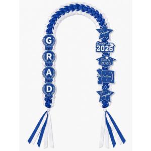 ZenNex Graduation Leis 2026 Handmade Ribbon Lei Double Braided Ribbon Necklace with GRAD Patches for College High School Graduation Party Accessories