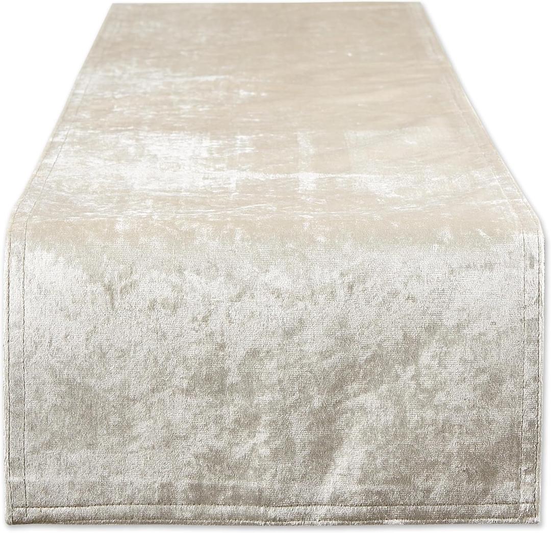 DII Velvet Collection Tabletop, Table Runner, 14x108 (Cream)