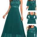 BeryLove Formal Wedding Guest Sequin Prom Dresses Cocktail Evening Lace Elegant Mother of The Bride Dress (Small, Peacock Green)