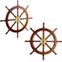 Tatuo 2 Pcs Ship Wheel Wall Decor Pirate Party Decorations Thin Flat Wooden Nautical Wall Art 2d Wood Beach Boat Cruise Ship Steering Wheel for Home Bedroom Decor(18 Inch)