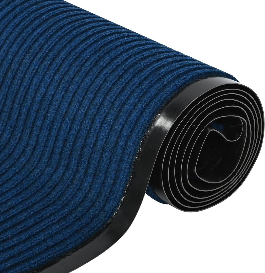 uyoyous Commercial Grade Door Floor Mat 3' x 10' Brush Step Entrance Mat Heavy Duty Indoor Outdoor Doormat Non Slip Hallway Runner Rug Low Profile Rubber Floor Mat Carpet Runner, Blue, 2'11" x 9'10"