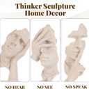 3Pcs Abstract Face Art Sculpture Thinker Statues Resin Figurines Modern Neutral Home Decor Accents for Shelf Living Room Coffee Table Office Desktop Gift for Men (Sandstone,Beige)