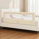 TodiNest Folding Bed Rail for Toddlers, Baby Bed Rail Guard with Reinforced Anchor Safety System, Toddler Bed Rails for King Size Beds, Twin, Full, Queen (Khaki, 71" L x 21.6" H)