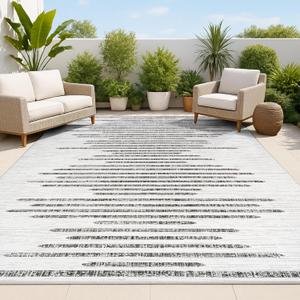 JONATHAN Y Stripe Geometric Indoor Outdoor Area Rug 8X10 Ivory/Black, Zolak Berber for Backyard, Patio, Porch, Easy-Cleaning, High Traffic, Pet-Friendly, Non-Shedding (SMB124D-8) (7'9" x 10' (Rectangular))