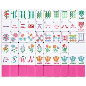 American Mahjong Tile Set, 160 Engraved Tiles with Mah-jongg Accessories and Tile Bag, Mahjong Set for Beginners