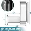 TAILI 304 Stainless Steel Bathroom Suction Hook for Towel, Loofah, Bathrobe, Patented Strong Suction Cup, Damage-Free Hanging Glass Shower Wall Hook, Hold Up to 11 Lbs, 2 Pack, Modern Square, Silver