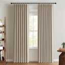 100% Blackout Shield Linen Pinch Pleated Curtains Blackout, Pleated Drapes with Hooks 96 Inch Long 2 Panels Set, Linen Blackout Curtains for Bedroom & Living Room, 40" W x 96" L, Faux Linen
