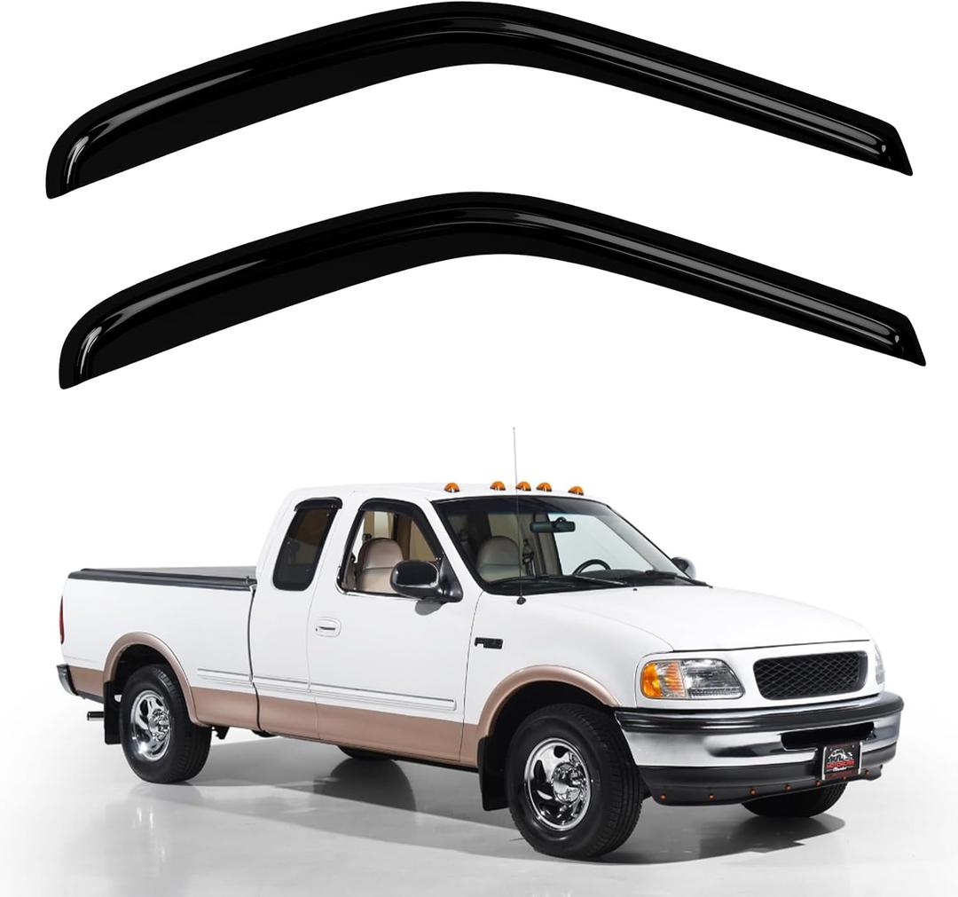 Window Rain Guards Wind Deflector Ventilation, Rainguards Compatible with Ford 1997-2003 F150 Supercab,2004 Heritage/1997-1999 F250 Regular Cab Noise f150 Window deflectors (Two Doors)