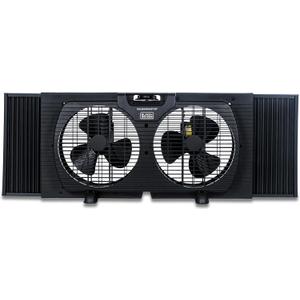 BLACK+DECKER 9" Dual Window Fan with 2 Speed Settings, Twin Fan Heads with Mechanical Dial Control, Removable Legs, For Sliding Windows up to 33 W with Accordion Expanders, BFW9MB, Black
