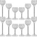 Bulk Crystal Candle Holder Set, 3 Sizes Tealight Candlestick Holders, Elegant Candelabra for Wedding Table Centerpiece, Fireplace, Home & Living Room Decor  Kehail (Set of 12, Silver)