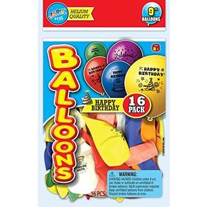 Ja-Ru Balloons Happy Birthday Party Favor Bundle (16 Pack)